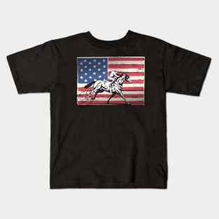 American Flag Vintage Horse Race Flag Kids T-Shirt